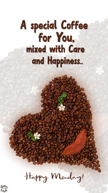 coffee beans heart - Happy Monday - eCard