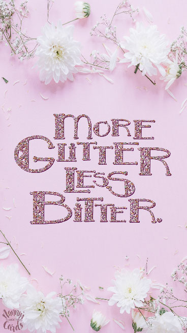 Wallpaper and greeting card. Glitter Lettering on flower bed