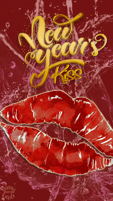 Red and gold Kissing Mouth - New Year's Eve 2024