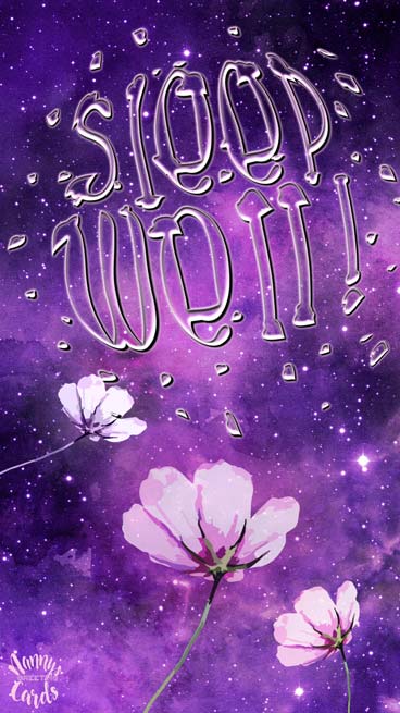 E-Card - pink flowers on purple background - hearts